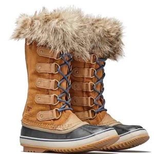 Sorel Joan of Artic Boot Size 8.5 Camel Brown/ Navy Blue